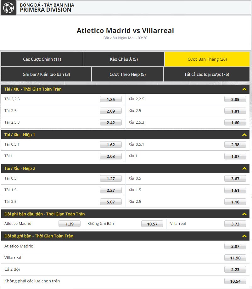Atletico vs Villarreal