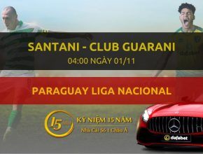 Deportivo Santani - Club Guarani (04h00 ngày 01/11)